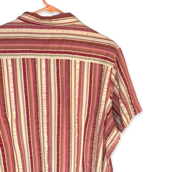 VTG Womens 20/22W Plus 100% Cotton Striped Seersucker Casual Button Down 90s Y2K - Picture 5 of 6
